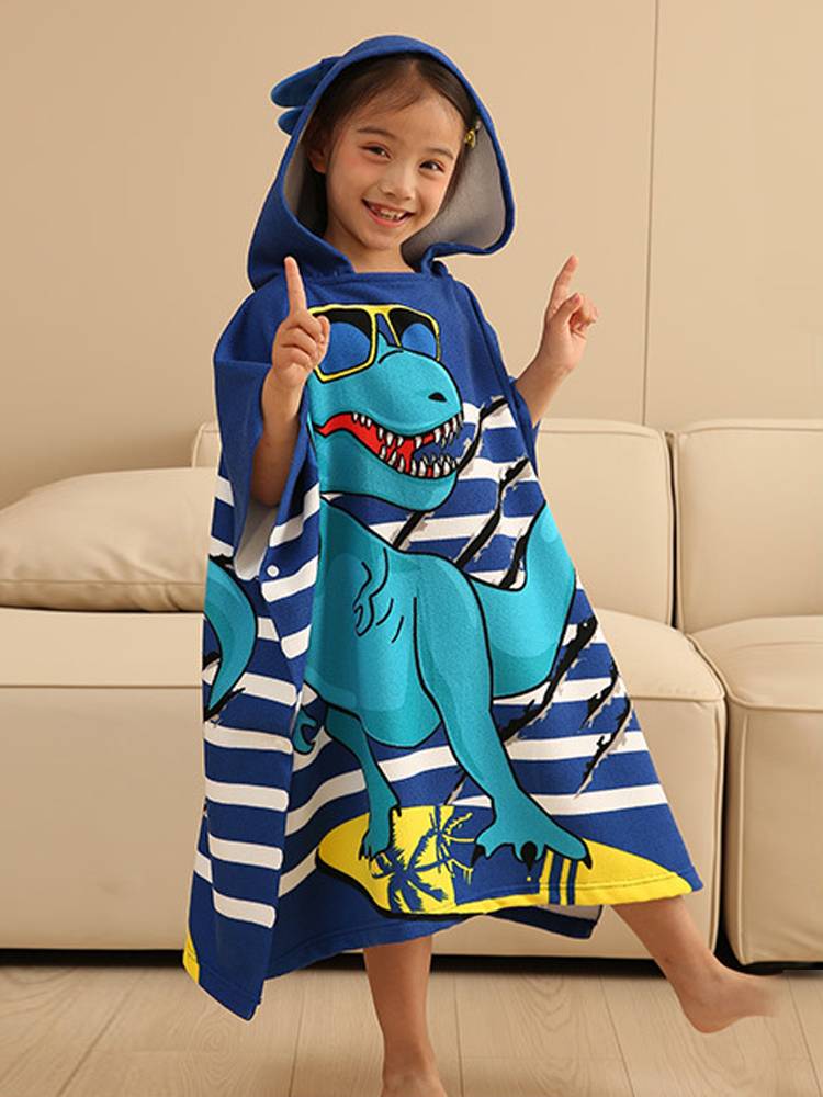 Extended children's bath towel cloak boys and girls in summer swimming, bathing water park bathrobe thin without hair loss