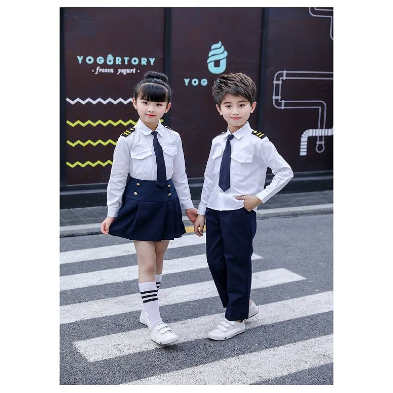 Children's small navy performances pilot clothing kindergarten chorus chorus suits male and female air force captain uniform set