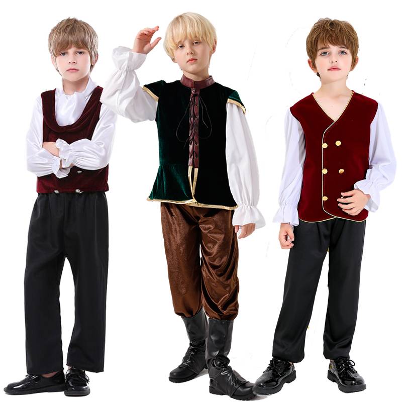 European medieval civilian clothing boys and girls, poor, play clothes, girls sell small boys European and American clothing