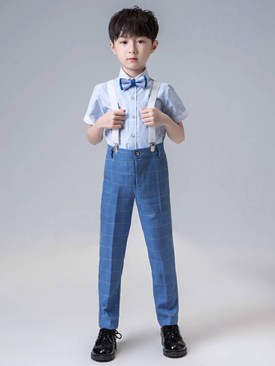 Boys' dress set Xia Shuai Little Host suit Boy Flower Flower Boy Sweet Children's Walking Clothing Performance Service