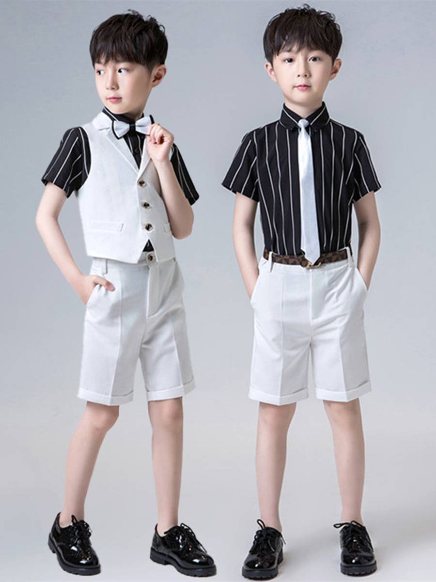 Boys' dress set Xia Shuai Little Host suit Boy Flower Flower Boy Sweet Children's Walking Clothing Performance Service