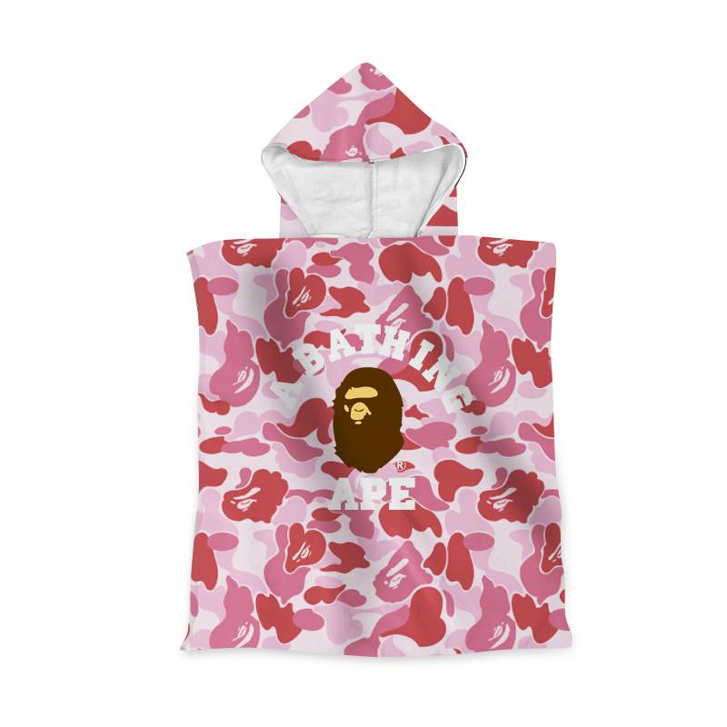 Tide brand bape children's hooded bathrobe bath towel cloak men and girls bath swimming yuku water absorption