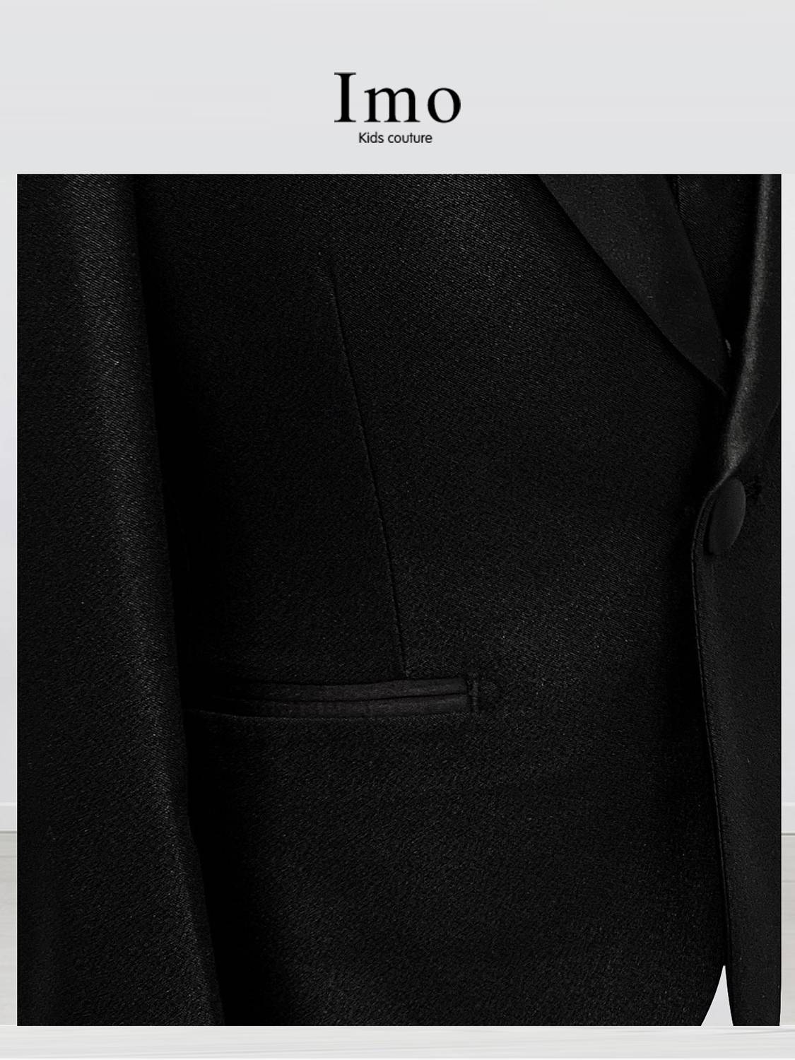 IMO children's suit black suite mid -children walking show, flower girl small suit performance host piano boy dress