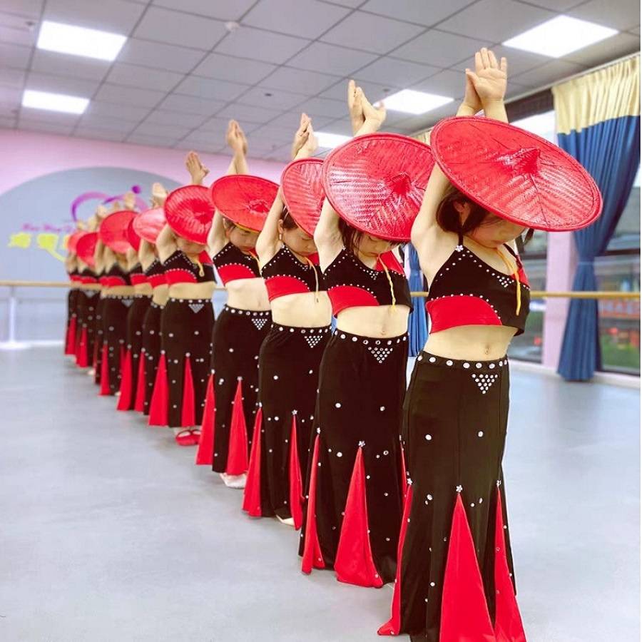 Douyin Purple Golden Flower waist Girl Dance Performing Dai Peacock Dance Children's Daughter Flower Performance Server Fish Tail Skirt