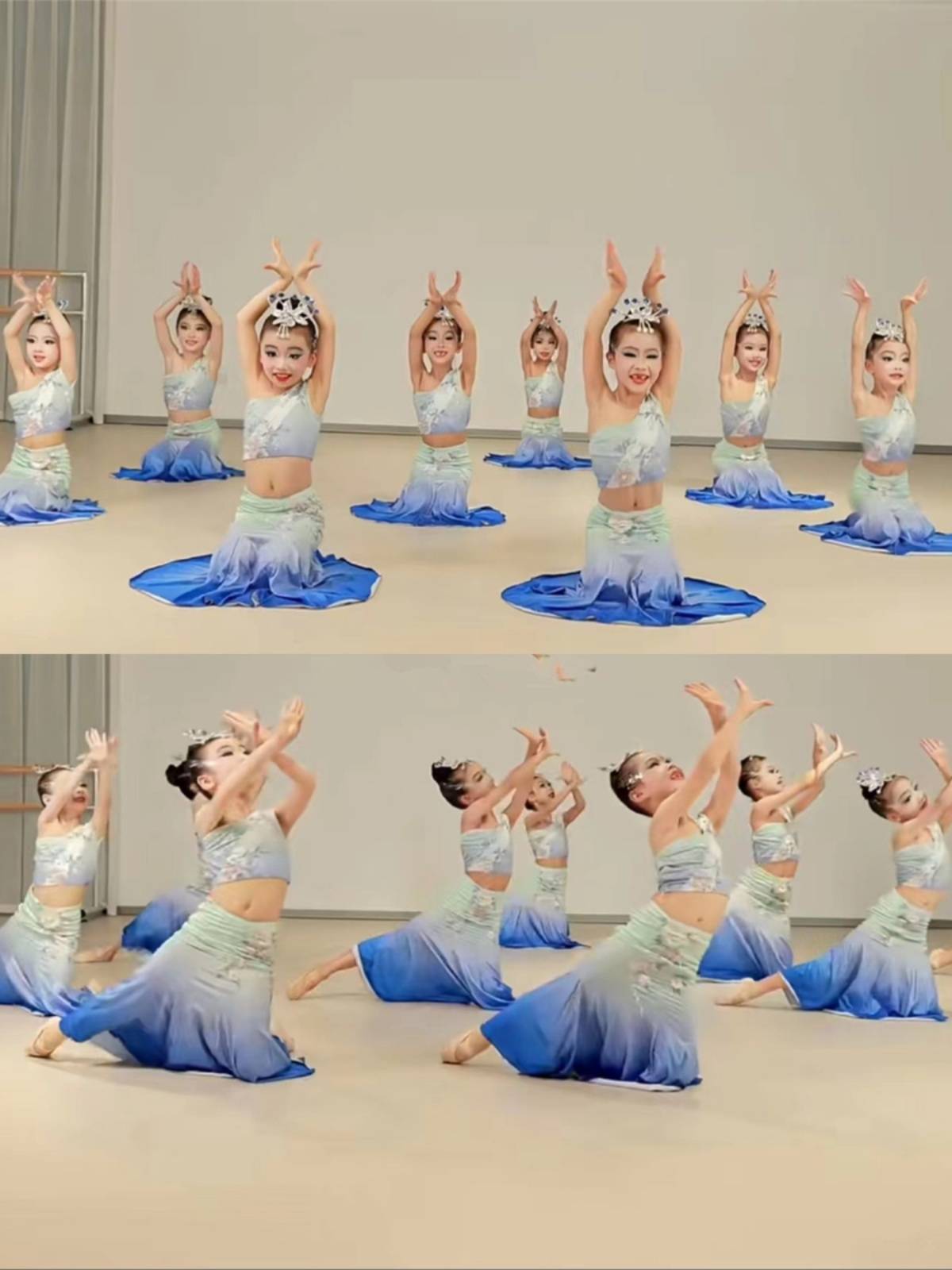 The new Dai dance clothing children's performance clothing, Balanasi performance, peacock dance girl bag hip fishtail