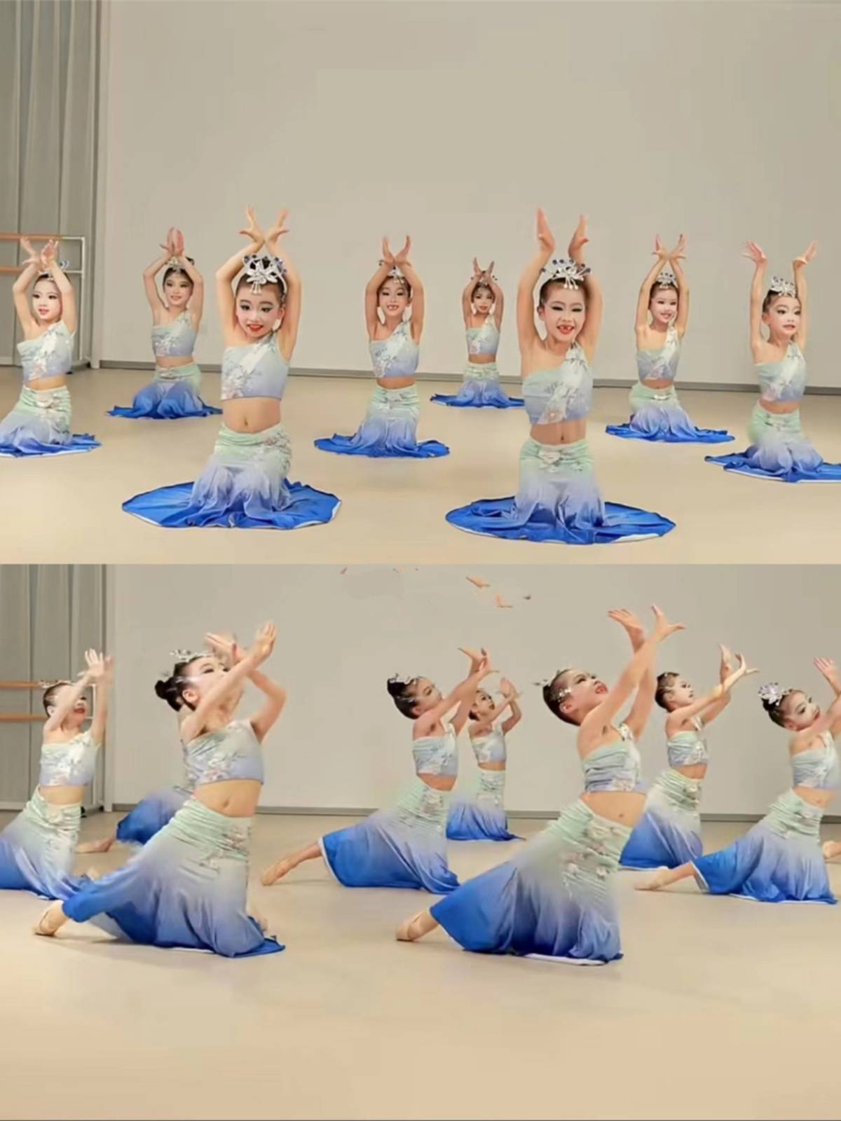 The new Dai dance clothing children's performance clothing, Balanasi performance, peacock dance girl bag hip fishtail