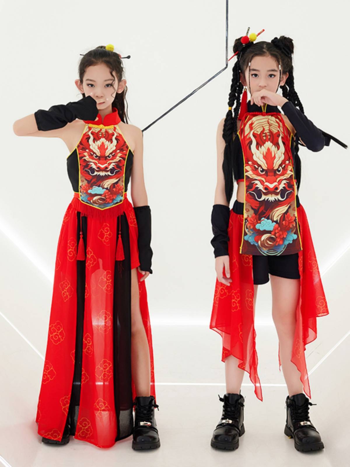 Jazz Dance Performance of Children's Guo Chao Girls runway show Tide Cool Six One Performance Clothing Children La Team