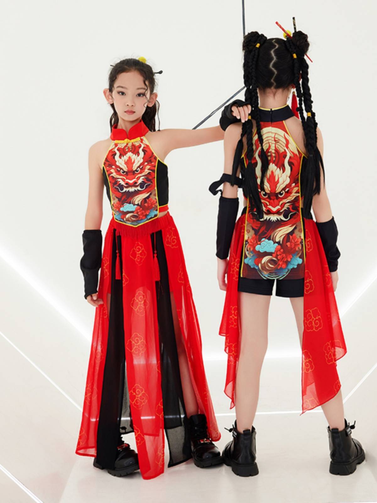 Jazz Dance Performance of Children's Guo Chao Girls runway show Tide Cool Six One Performance Clothing Children La Team