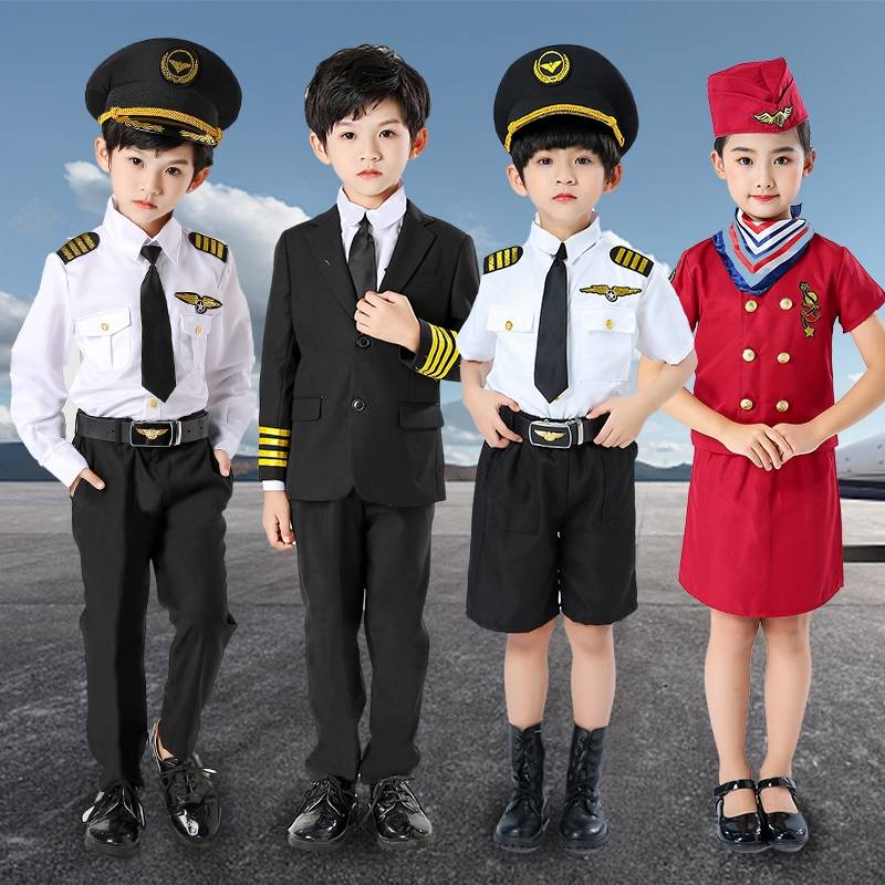 Children's uniform clothing boys Air Force pilot role -playing set female stewardess air sisters Airbiat clothing performance stage