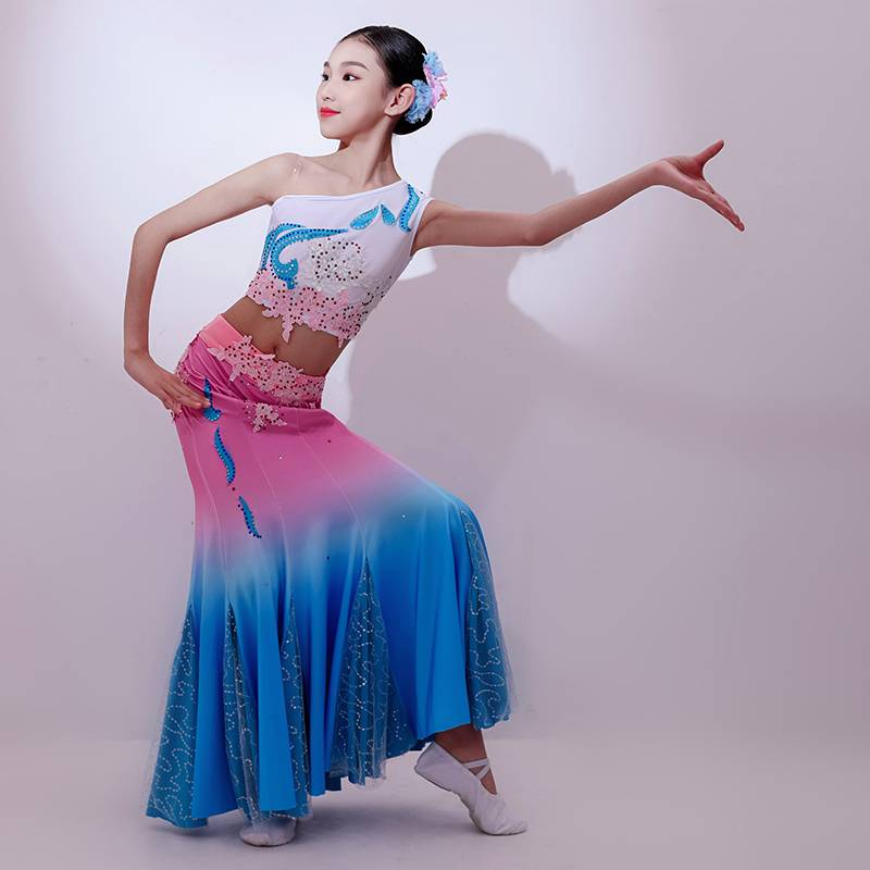 Dai Township's Rain Dance Service Children's Dai Dance Clothing Performance Series West Shuangda Na Na Girl Peacock Dance Fish Tail Skirt