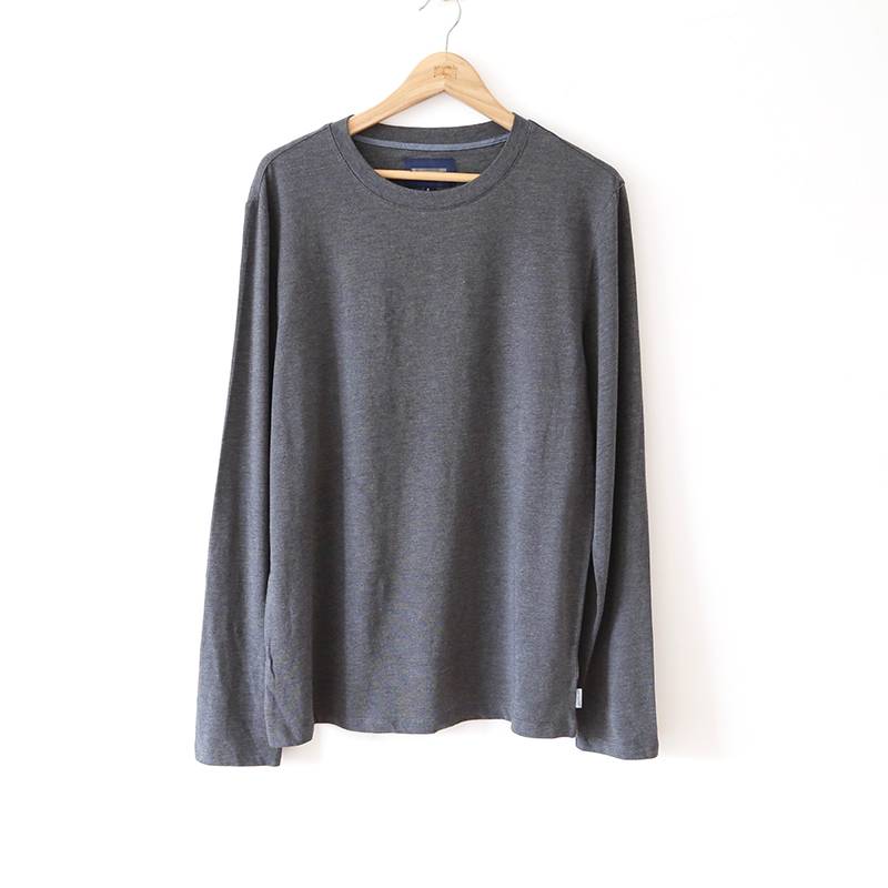Exporting to the American niche man long -sleeved T -shirt, a horse cotton Modal blended drooping round necklasses