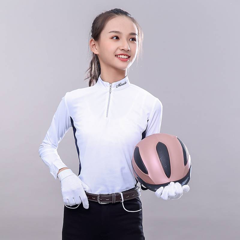 Outdoor horse riding training long -sleeved girl Knight female competition Equipped children's equestrian top T -shirt fast dry clothing