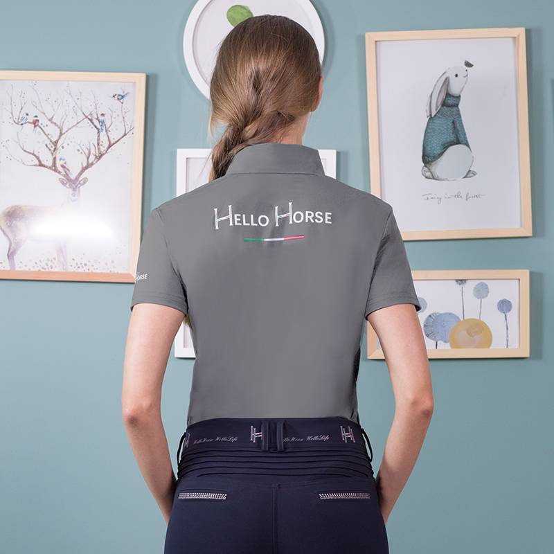 Hello Horse Equestrian T -shirt short -sleeved sunscreen POLO shirt wet -sucking equestrian equestrian osmotic shirt summer riding clothing