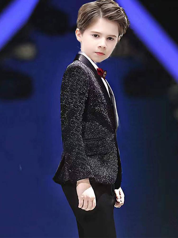 Boys suit set 2024 new children's host dresses stage performance modeling show piano performance service