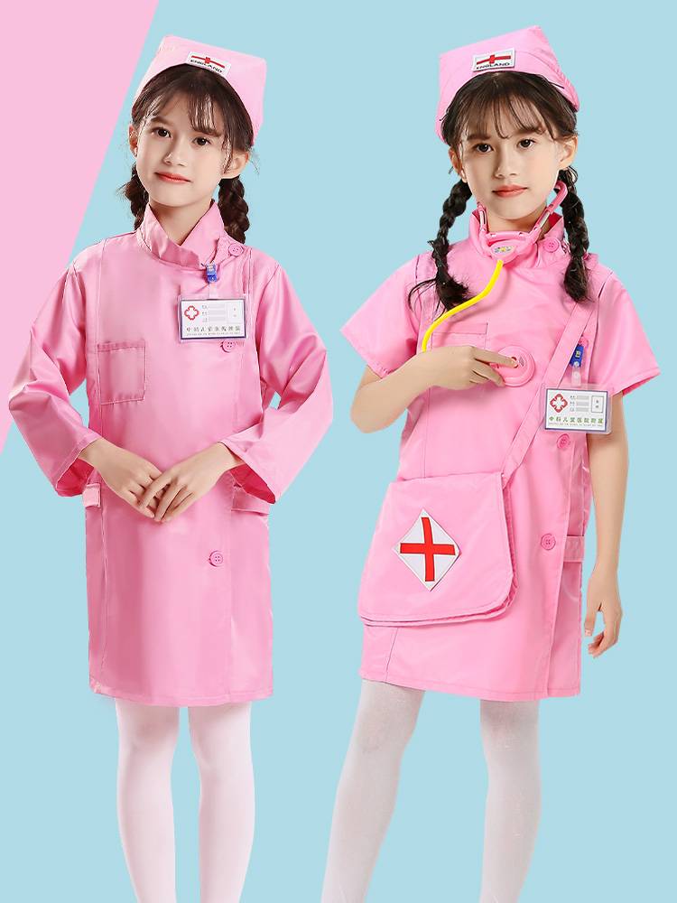 Children ’s doctor service girl nurse, doctor clothes work, nurse dressing white coat performance service