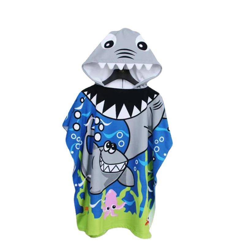 Cartoon bath towel with hat cloak, bathrobe Boy, girls can wear baby swimming bath towel wrap quickly dry dry