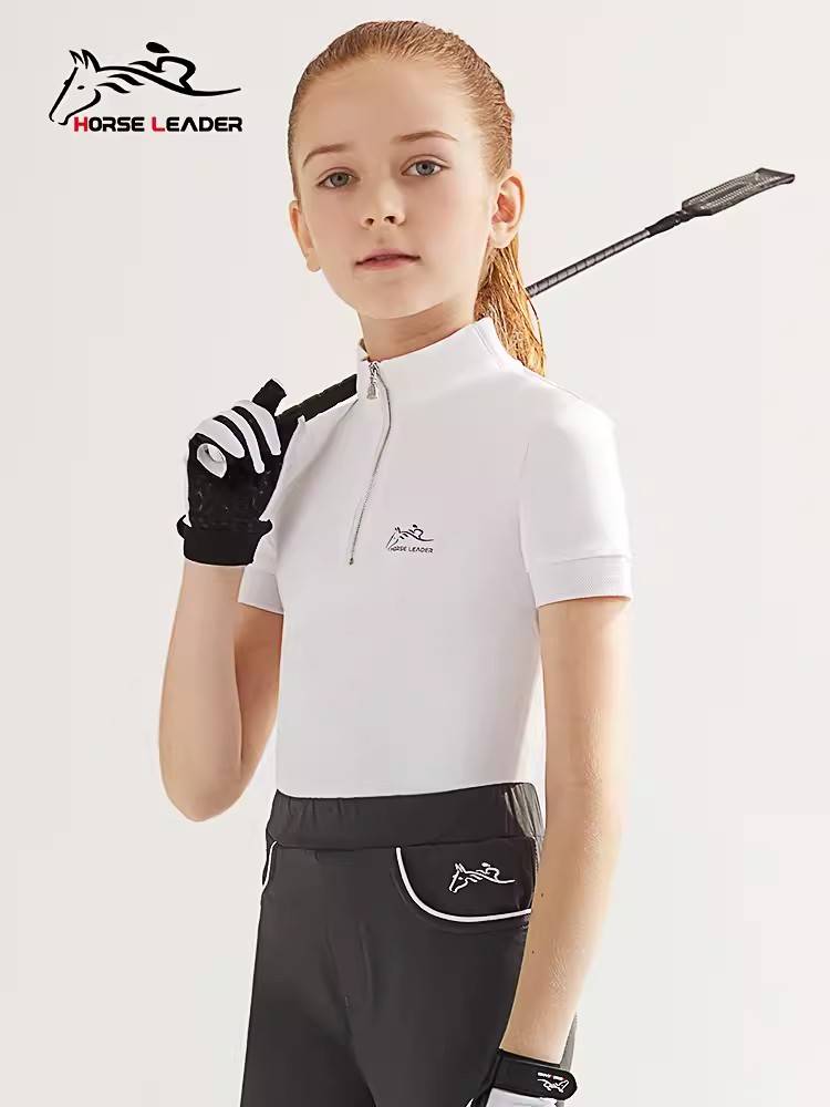 HorseLeader Children's Equestrian T -shirt Summer Riding Plug -in Polying on Short -sleeved Equestrian Equipment Riding clothes