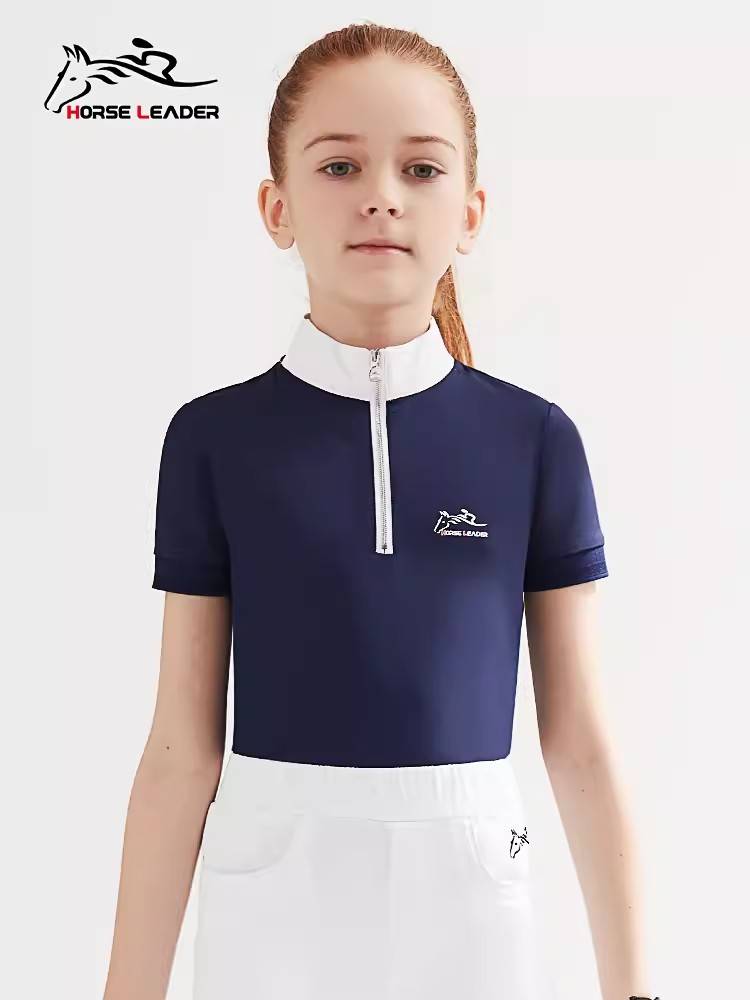 HorseLeader Children's Equestrian T -shirt Summer Riding Plug -in Polying on Short -sleeved Equestrian Equipment Riding clothes
