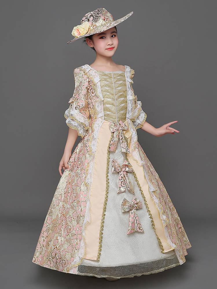 Children's European court British clothing European -style girl retro princess dress children's clothing show medieval clothing