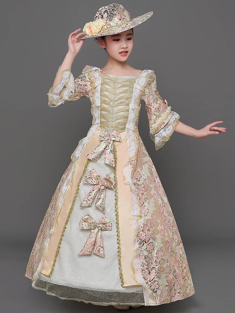 Children's European court British clothing European -style girl retro princess dress children's clothing show medieval clothing