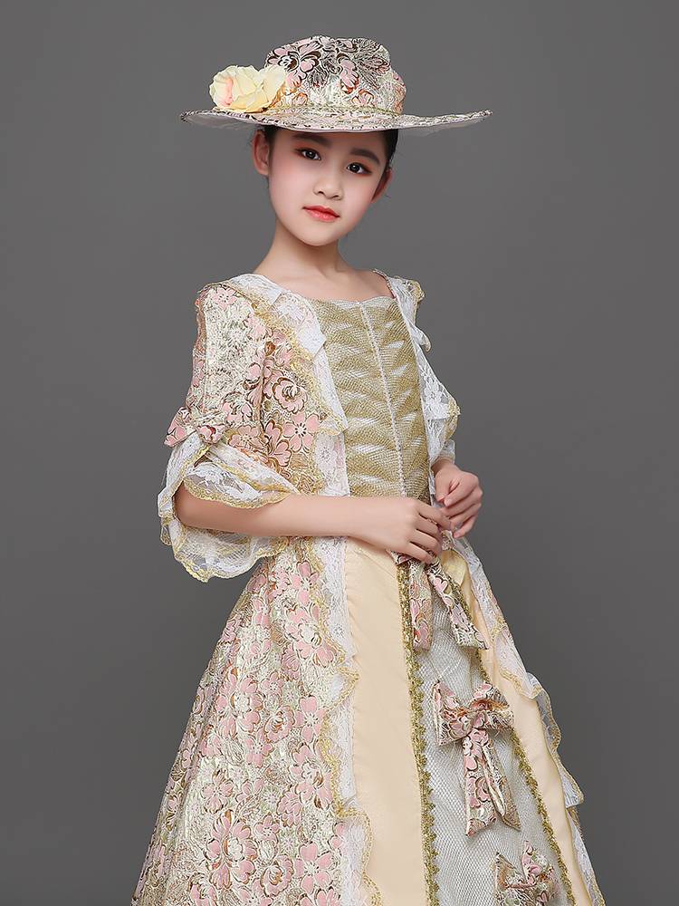Children's European court British clothing European -style girl retro princess dress children's clothing show medieval clothing
