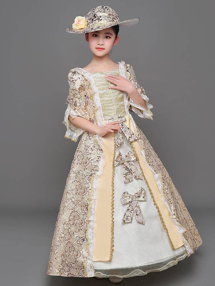 Children's European court British clothing European -style girl retro princess dress children's clothing show medieval clothing