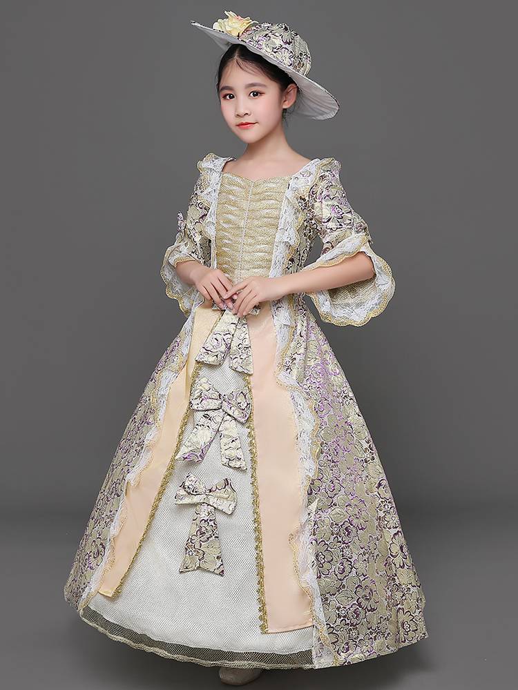 Children's European court British clothing European -style girl retro princess dress children's clothing show medieval clothing