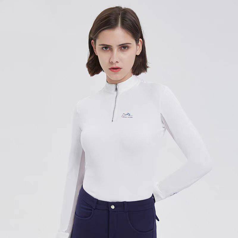 Women's Equestrian Top Spring and Autumn White Walled Holbal Cavaliers Costume Summer Sales Sunshine Sunscreen Horse Short -sleeved T -shirt