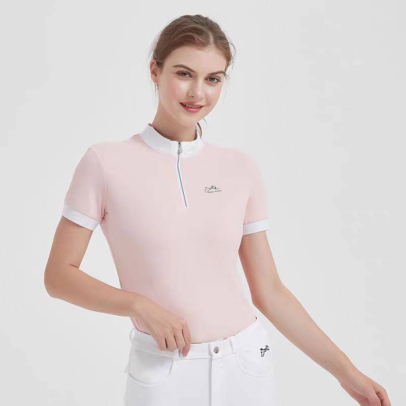 Women's Equestrian Top Spring and Autumn White Walled Holbal Cavaliers Costume Summer Sales Sunshine Sunscreen Horse Short -sleeved T -shirt