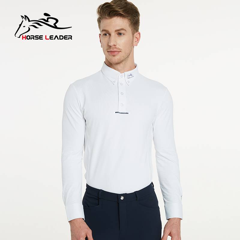 Professional equestrian shirt adult riding T -shirt in summer thin -drying competition long -sleeved men white horse racing horse