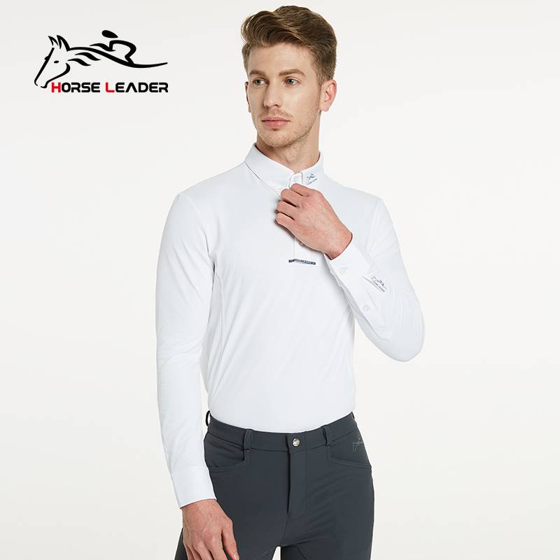 Professional equestrian shirt adult riding T -shirt in summer thin -drying competition long -sleeved men white horse racing horse