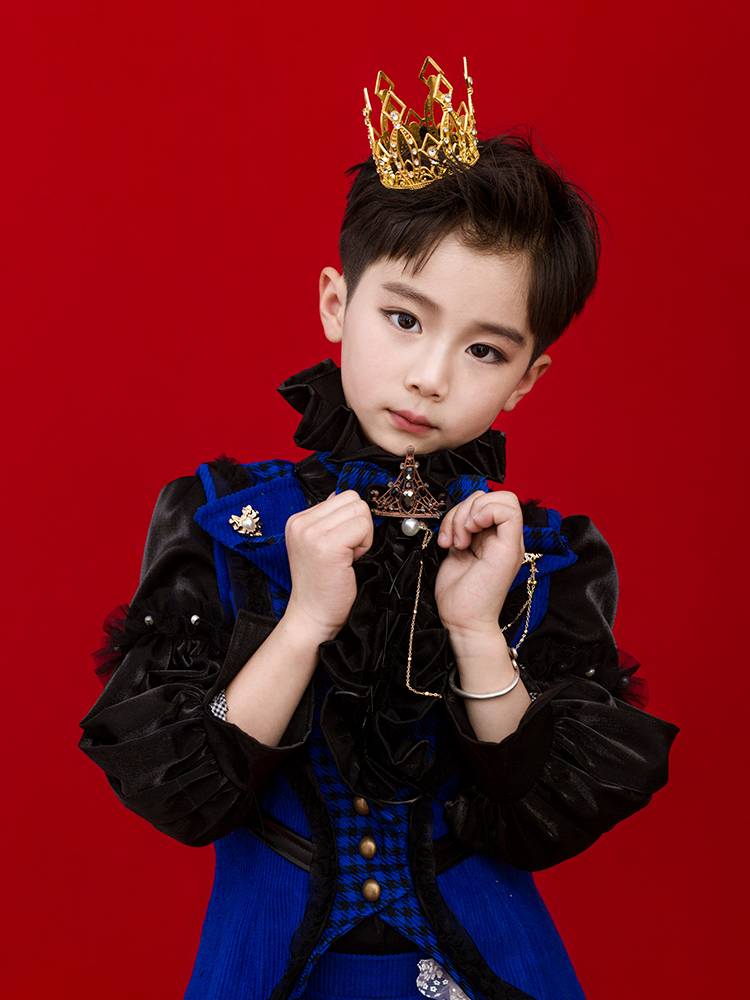 Children's original court wind black deacon Charles Tournament dresses prince suit suit horseshill costumes handsome walk show