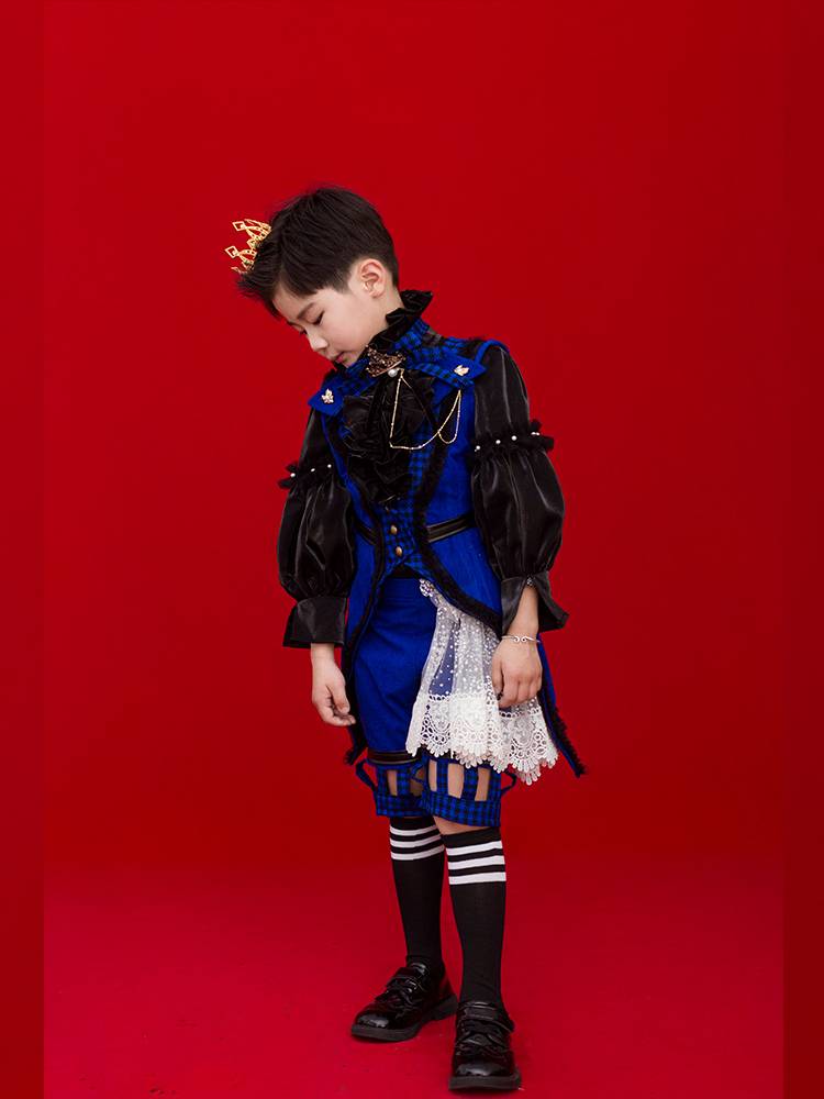Children's original court wind black deacon Charles Tournament dresses prince suit suit horseshill costumes handsome walk show