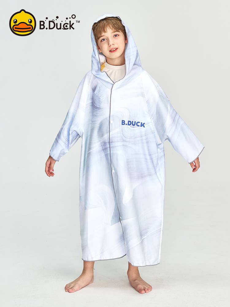 B.Duck children's bathrobe with hat, water absorption, dry skin, comfortable cloak, bath swimming new young people bathrobe