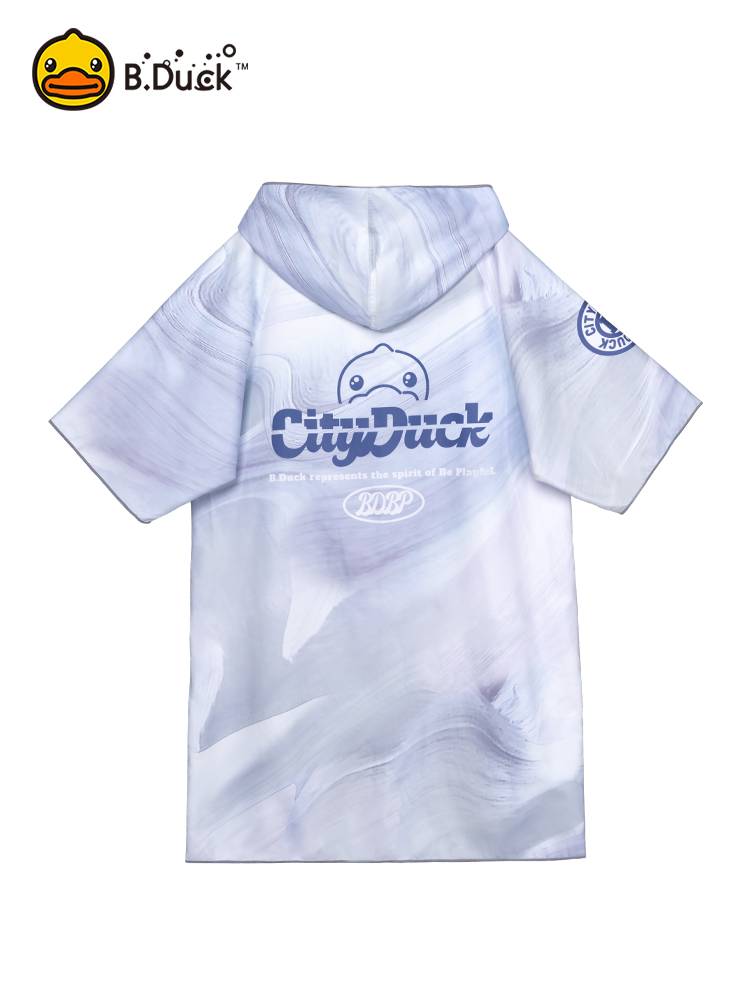 B.Duck children's bathrobe with hat, water absorption, dry skin, comfortable cloak, bath swimming new young people bathrobe