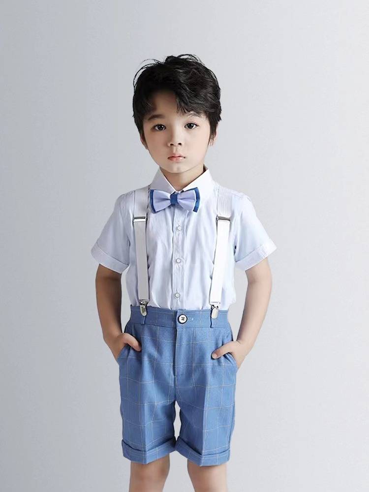 Boys' dress host handsome back pants, summer little flower girl wedding piano performance service children's suit suit