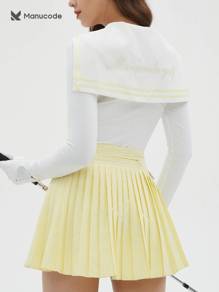 Manucode Golf Set Yellow and Blue Navy Performing Sports Nets Strapping Waist Potal Skirt Women's Women