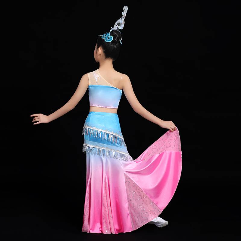 New children's Dai dance clothing Classical dance national dance repair, young children's art test peacock dance fishtail skirt suite