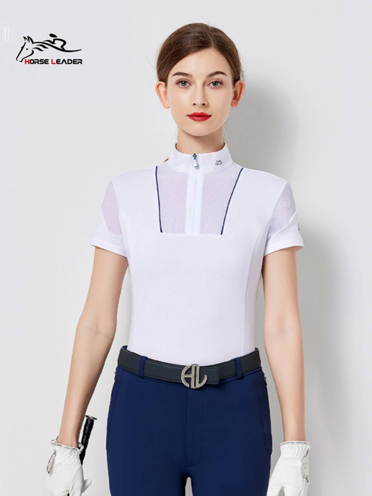 Summer equestrian T -shirt short -sleeved women's equestrian equipment shirt shirt, breathable slim adult equestrian clothing