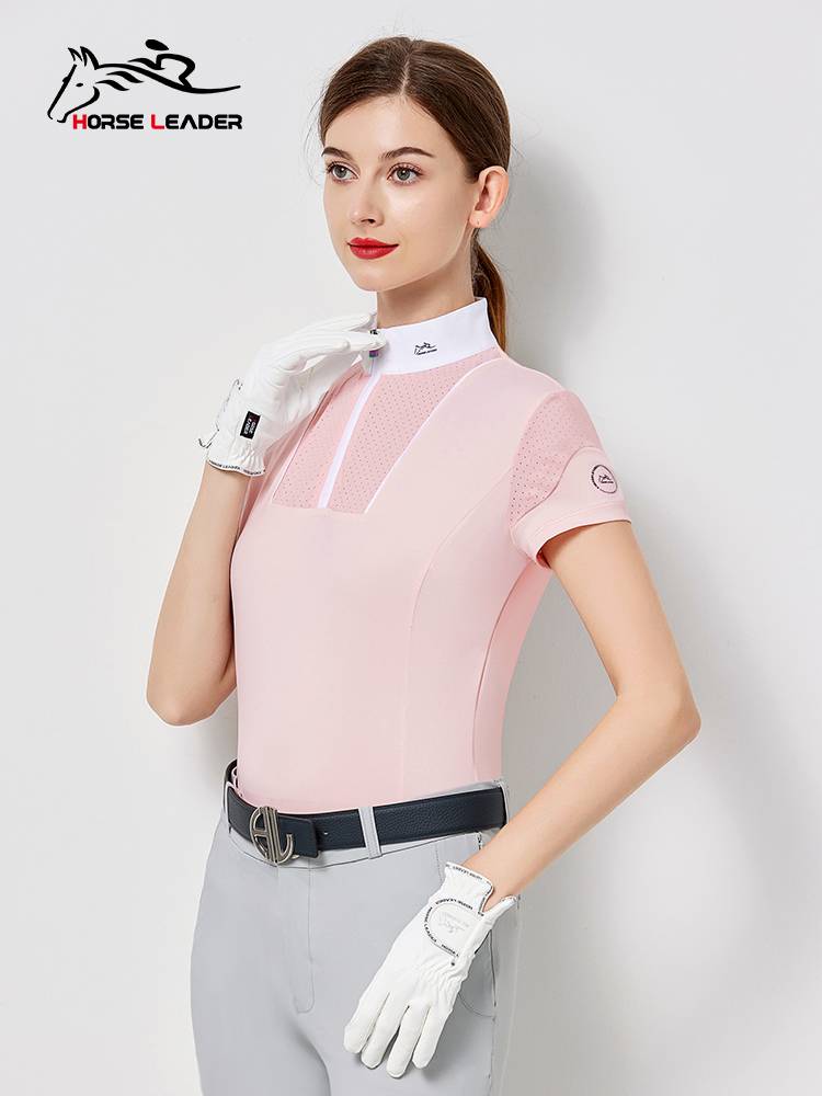Summer equestrian T -shirt short -sleeved women's equestrian equipment shirt shirt, breathable slim adult equestrian clothing