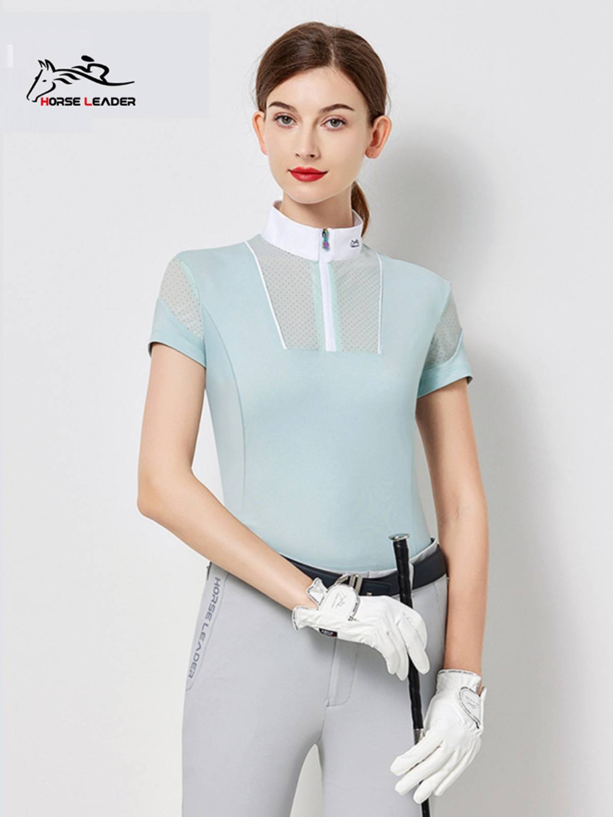 Summer equestrian T -shirt short -sleeved women's equestrian equipment shirt shirt, breathable slim adult equestrian clothing