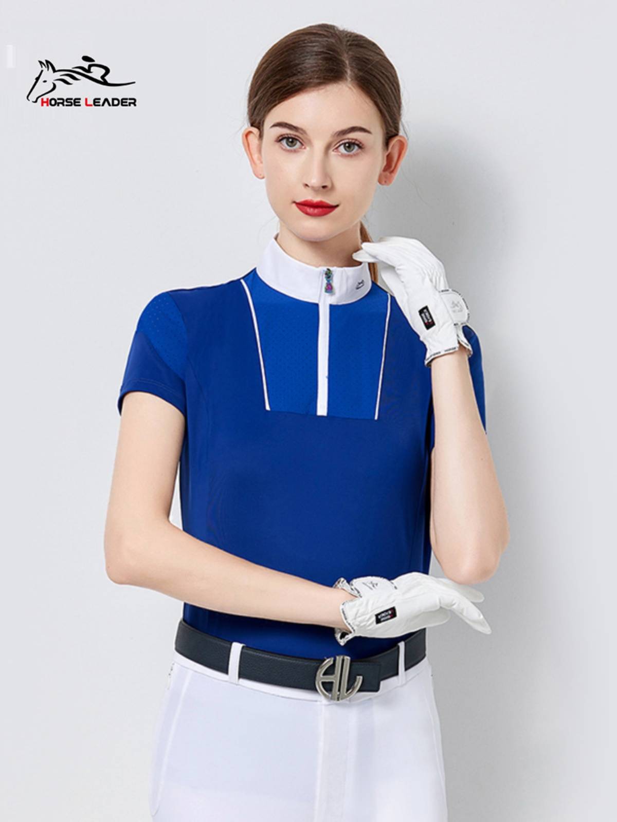 Summer equestrian T -shirt short -sleeved women's equestrian equipment shirt shirt, breathable slim adult equestrian clothing