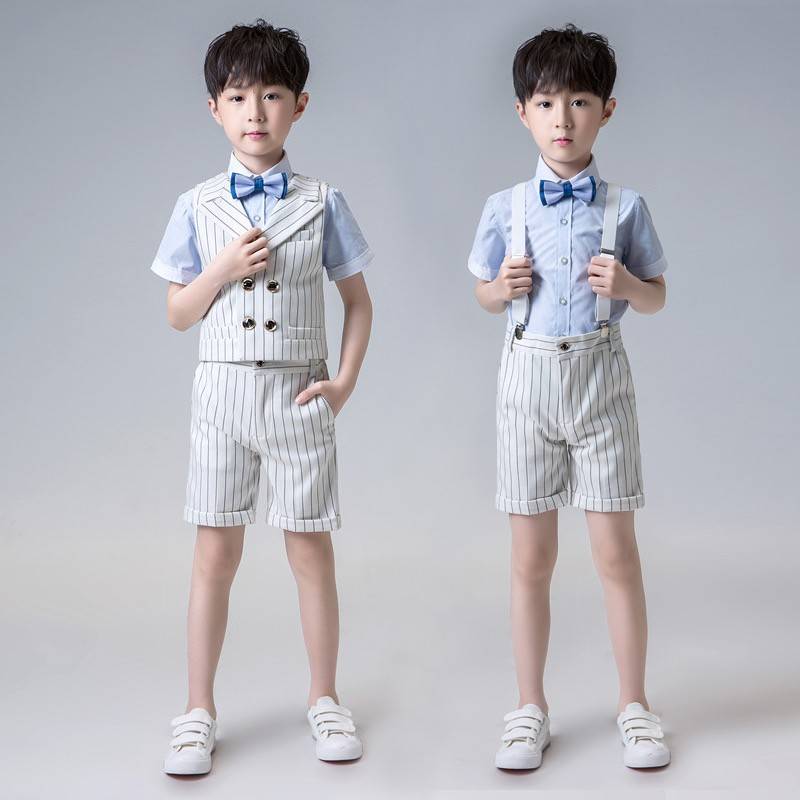 June 1 boy host small dress piano performance clothing suit suit boy speech contest performance service summer