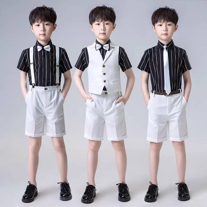 June 1 boy host small dress piano performance clothing suit suit boy speech contest performance service summer