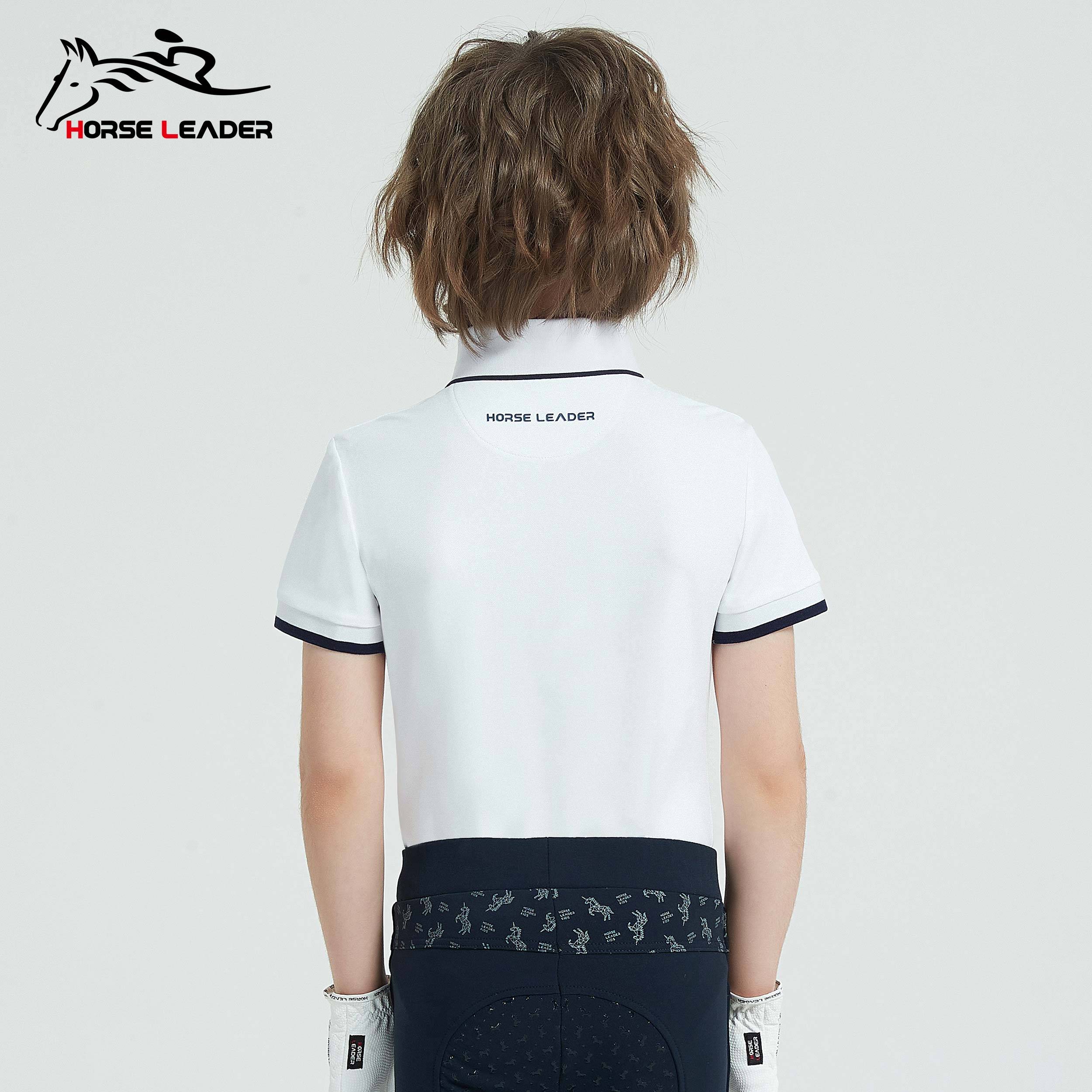 Summer children's equestrian equipment short -sleeved top T -shirt fast -drying lapel boys equestrian competition Polo shirt