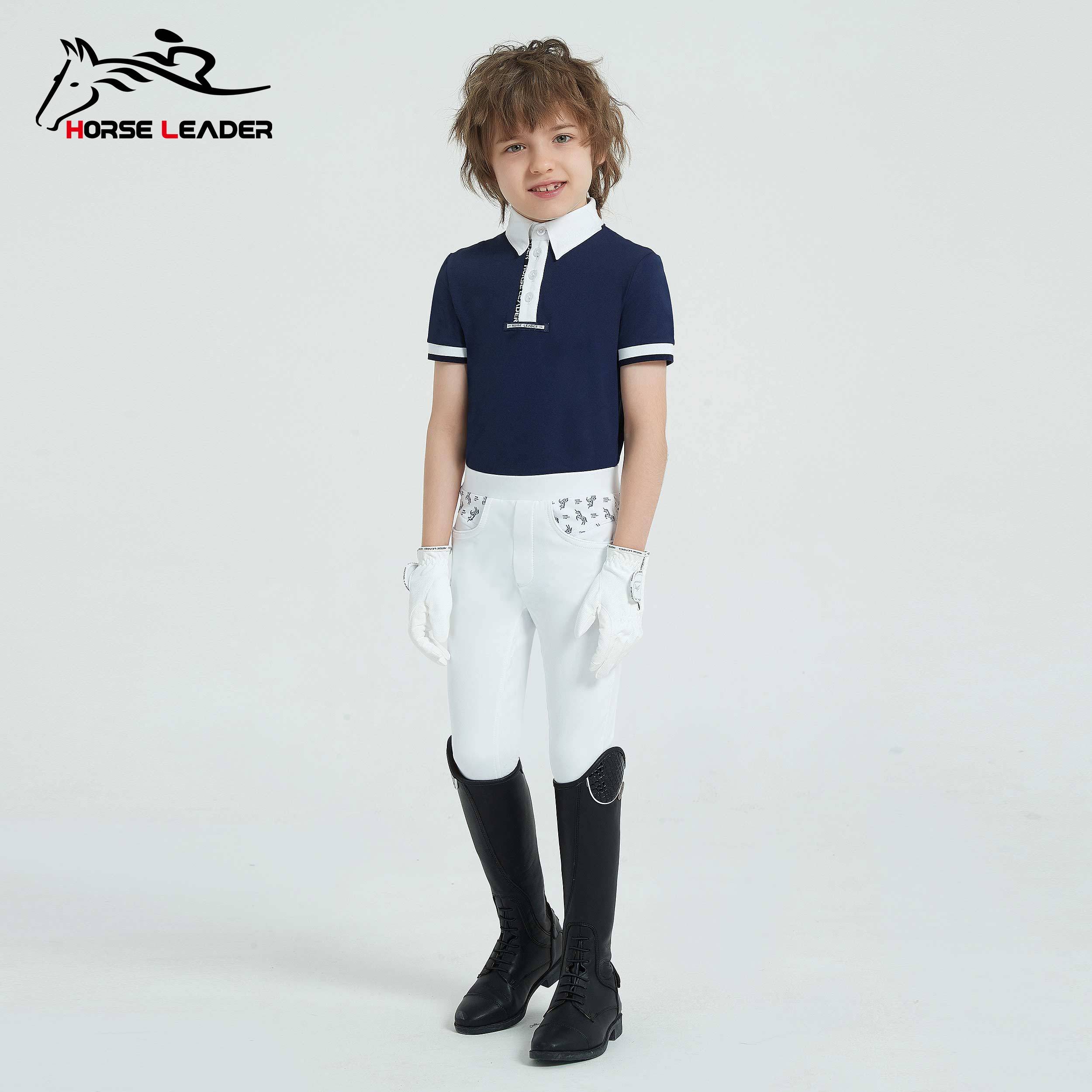 Summer children's equestrian equipment short -sleeved top T -shirt fast -drying lapel boys equestrian competition Polo shirt