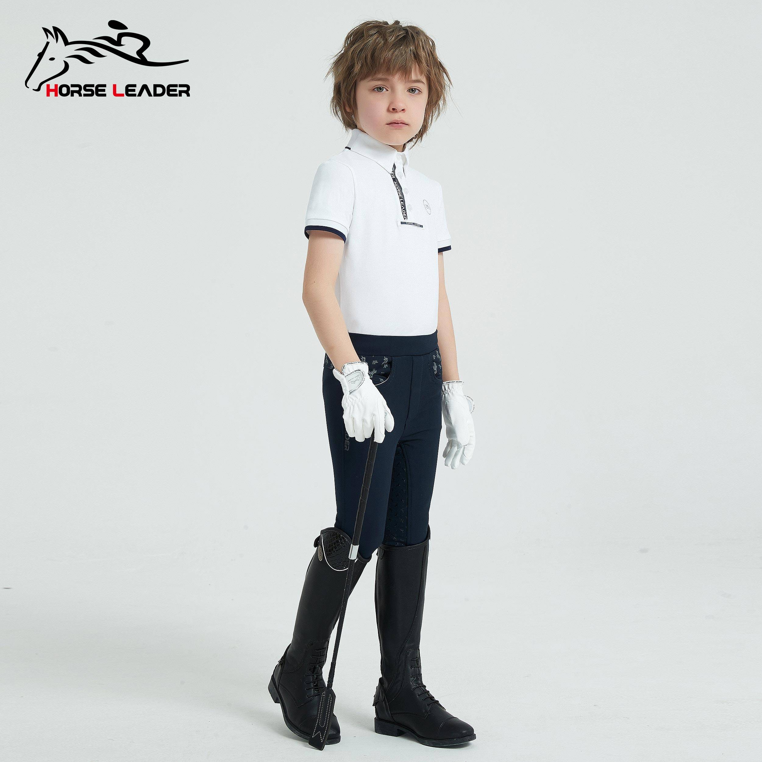 Summer children's equestrian equipment short -sleeved top T -shirt fast -drying lapel boys equestrian competition Polo shirt