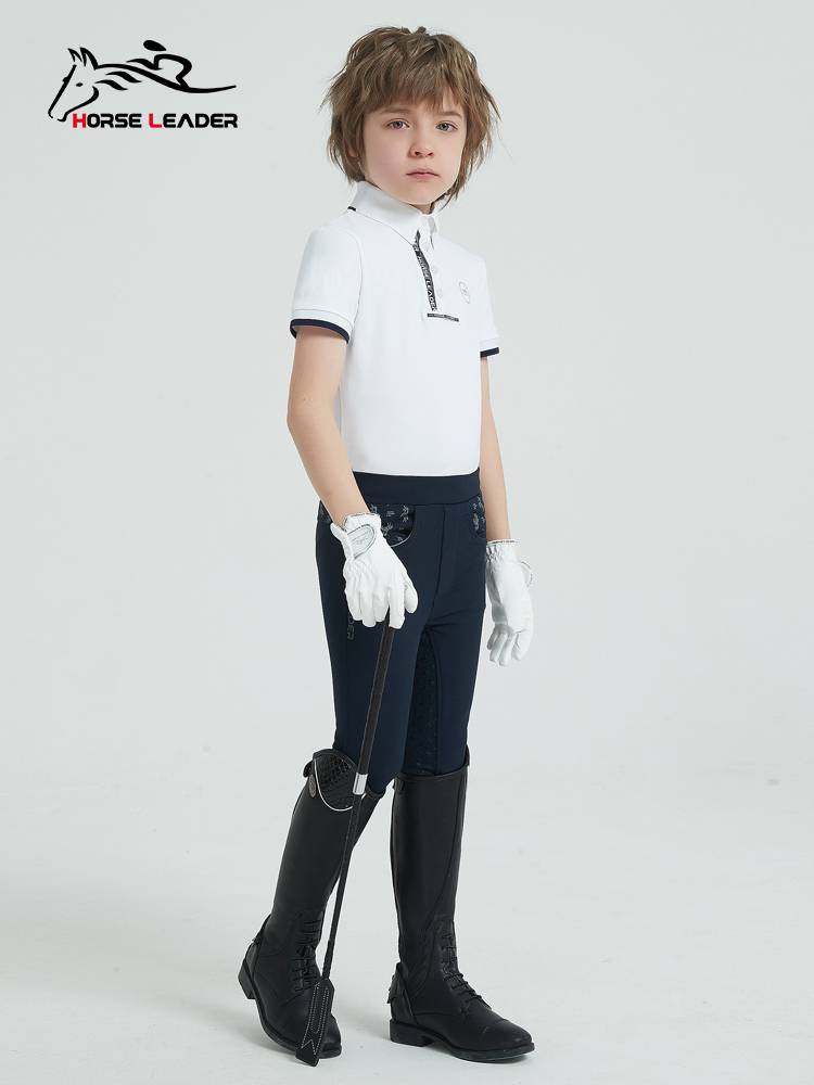 HorseLeader Summer Children's Equestrian Equipment Short -sleeved T -shirt Speed Weding Equestrian Competition Finding Shirt