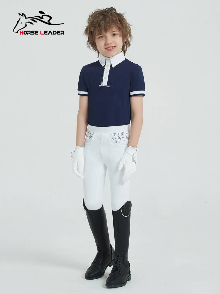 HorseLeader Summer Children's Equestrian Equipment Short -sleeved T -shirt Speed Weding Equestrian Competition Finding Shirt