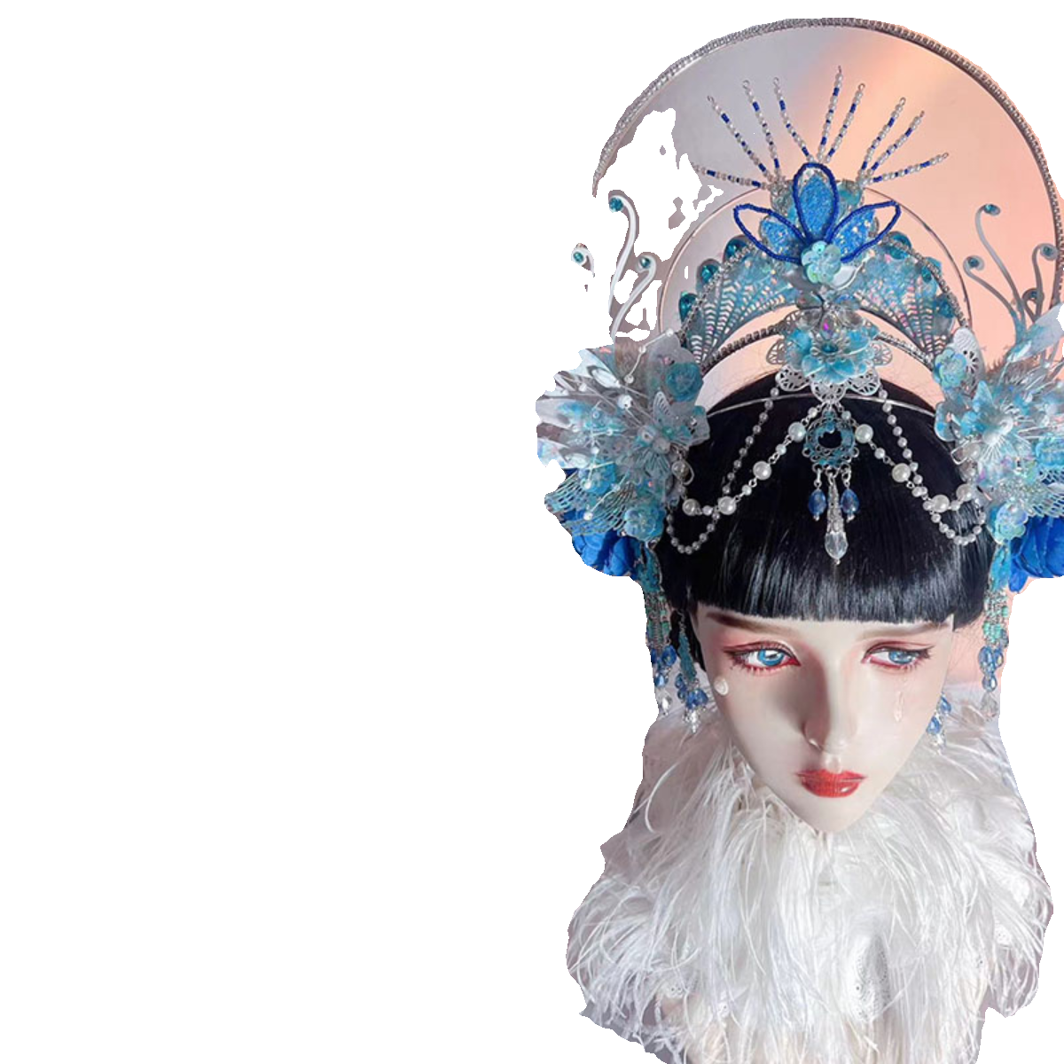 2024 new blue Atlanti theme girl model walking show piano birthday photographed dress